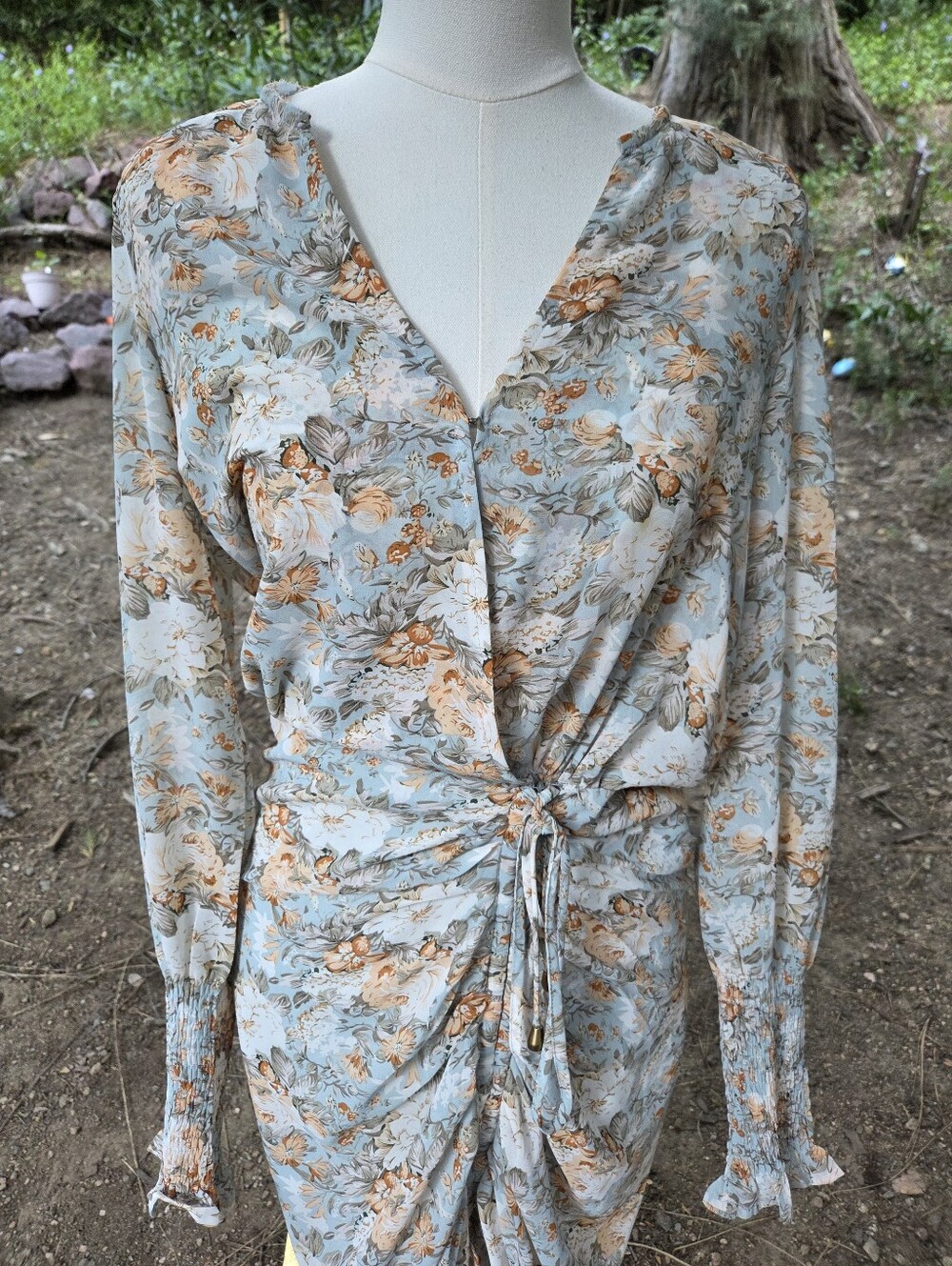 Lilyful Multicolor Floral Ruched Wrap Dress Size Small - Picture 5 of 9